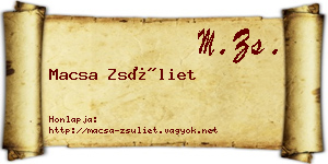 Macsa Zsüliet névjegykártya